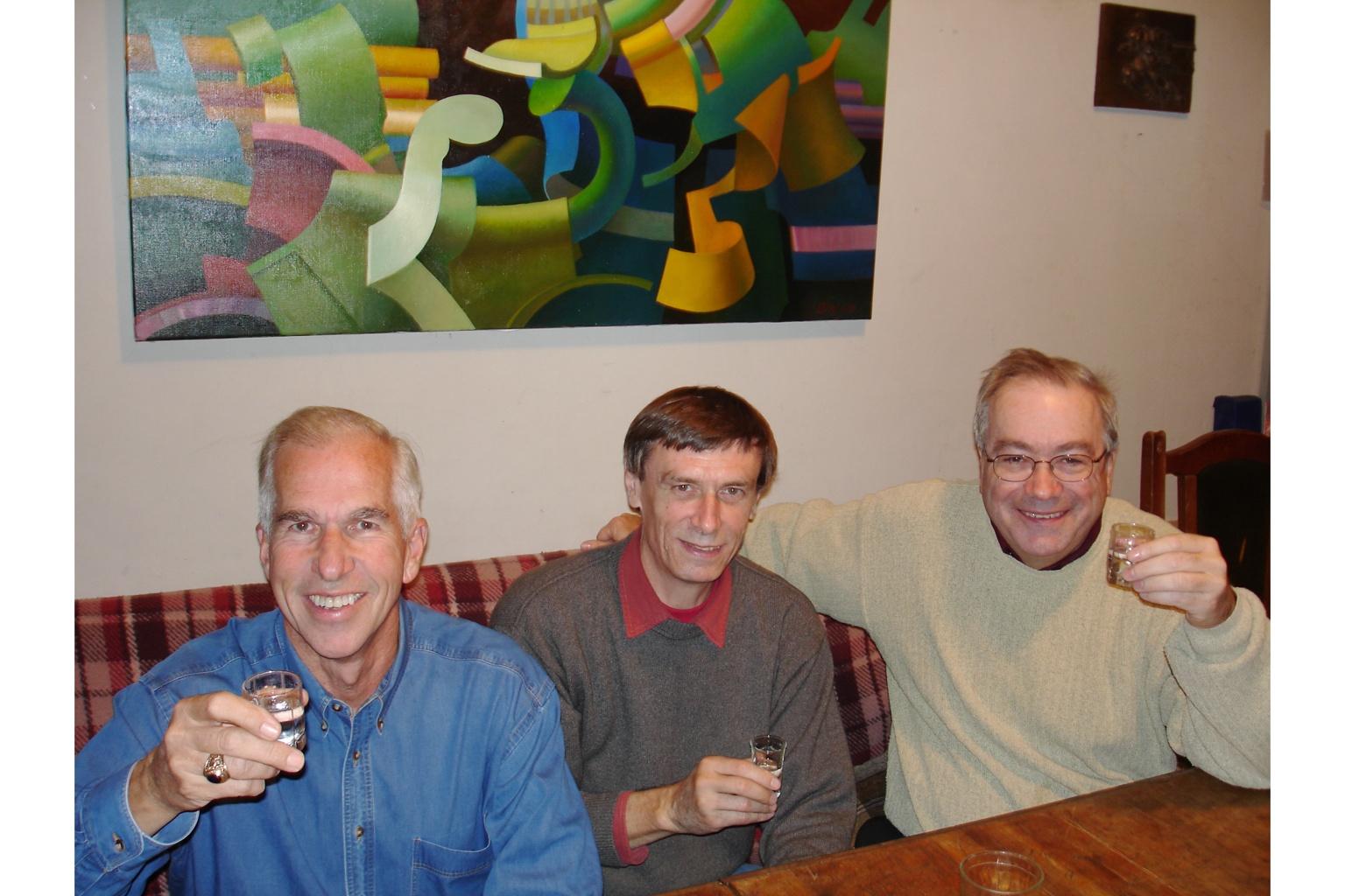 Jay Schwartz and Ed Kickham with Moscow artist Gennady Troshkov